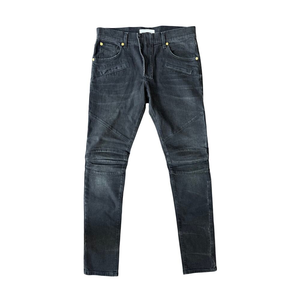 Size 34 - Balmain Waxed Biker Denim Jeans